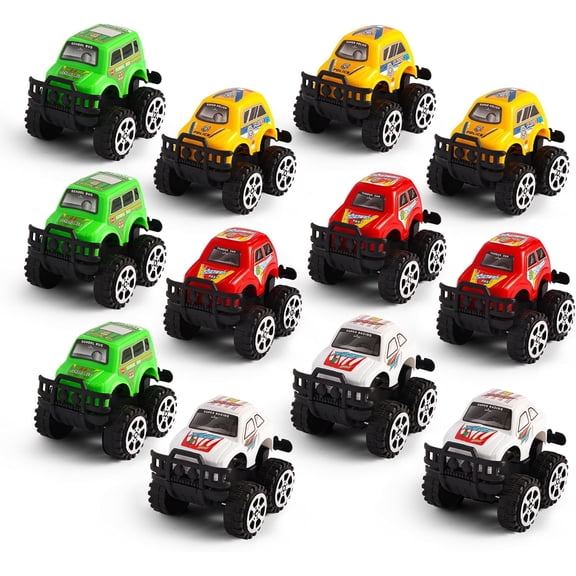 12 Pack Pull Back Cars for Kids, Bulk Mini Racing Vehicles Monster Truck Toys Party Favors for Toddlers, Pinata Fillers, Goodie Bag Stuffers, Classroom Prizes for Boys Girls
