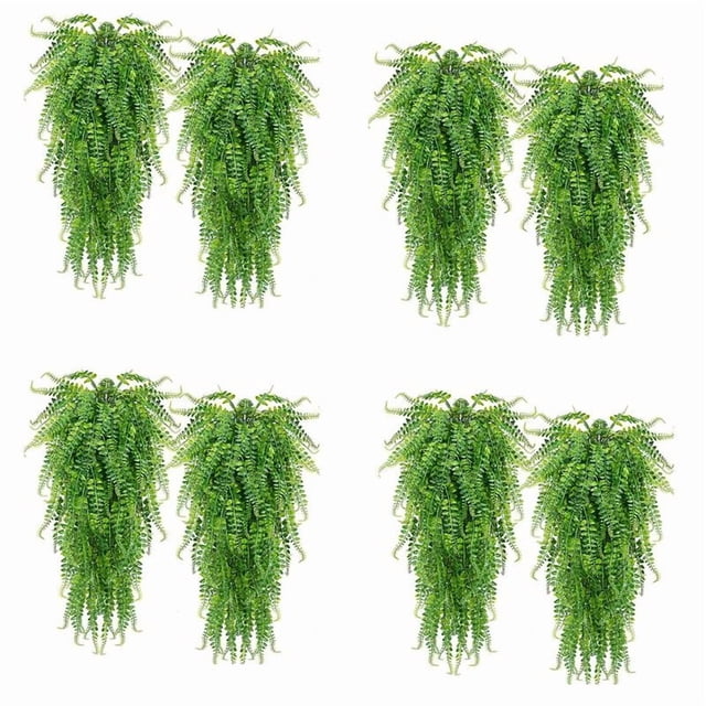 8 Piezas Helechos Colgantes Artificiales, Plantas de Vid, Hiedra Falsa, Helecho de Boston, Planta Colgante, Plantas de Plástico Resistentes Una Los Rayos UV Al Aire Libre