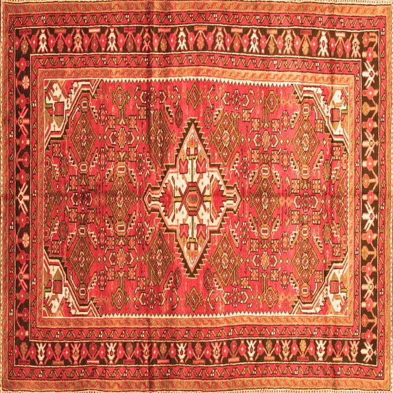 Ahgly Company Indoor Square Persian Orange Traditional Area Rugs, 7' Square