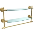 thumbnail image 5 of Retro Dot Collection Two Tiered Glass Shelf with Integrated Towel Bar - Matte Black / 18 Inch, 5 of 7