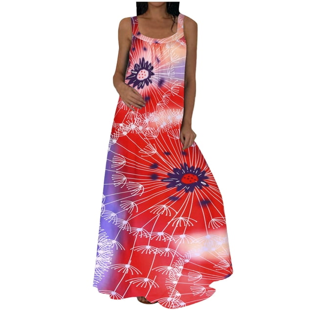 RXIRUCGD Robes de Femmes, Femmes de Mode d'Été Décontractée O-Cou Robe de Sol-Longueur