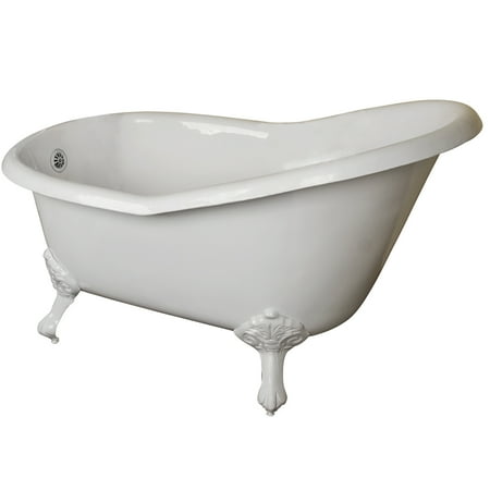 - CTS7H54I-WH-PB Gavin Cast Iron Slipper Tub 54 7 Deck Holes Polished Brass Imperial Feet White