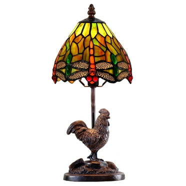 Dale Tiffany Callico Rooster 15"Tall Handmade Tiffany Accent Table Lamp