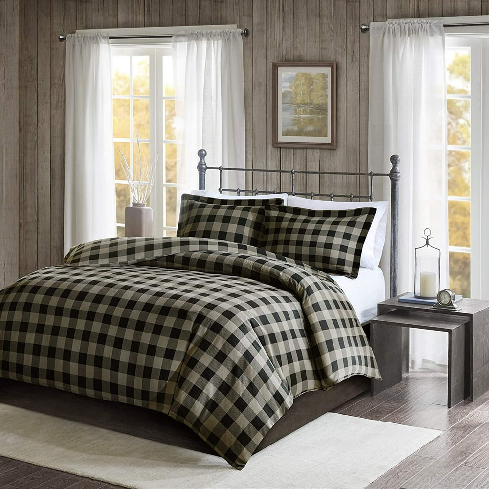 Woolrich Flannel Check Print Duvet Cover Set, King/California King (104 W x 92 L in Inches