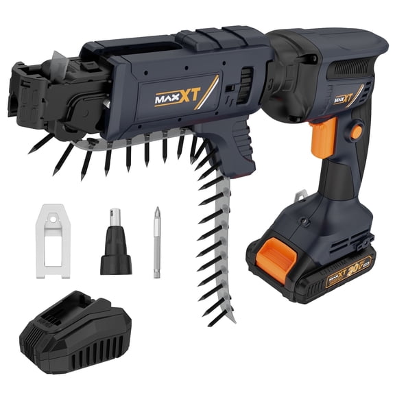 MAXXT 20V Brushless Drywall Screw Gun, 5000 RPM Cordless Autofeed with Battery and Charger