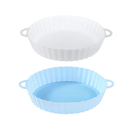 

2pcs Reusable Silicone Air Fryer Pot Non Stick Basket Easy Clean With Handles