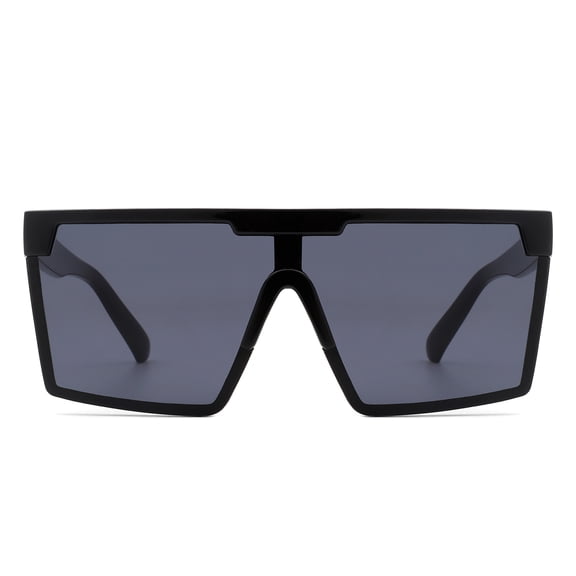 Black Extra-Wide Frame Sunglasses - Dark Lens UV Protection Bold Stylish Daily Eyewear