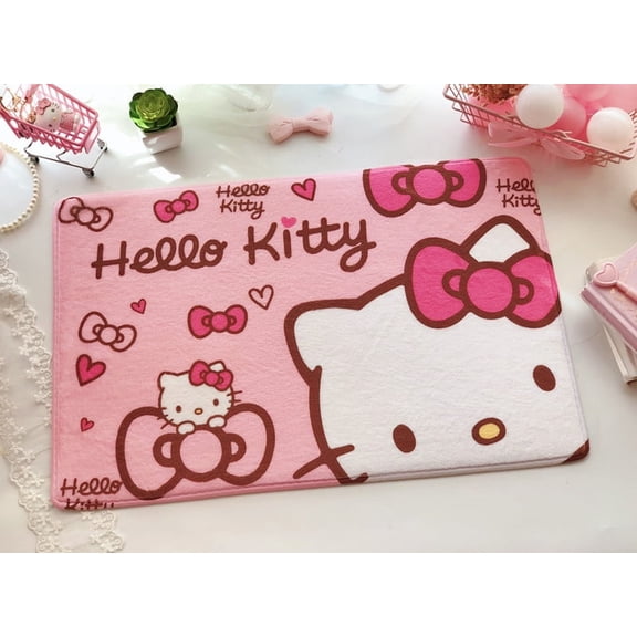 New Flannel Cartoon KT Cat CNMR Melody Home Rug Floor Mat Non-slip Foot Mat for Living Room Bedroom Bathroom