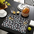 thumbnail image 4 of Green Skull Rose Pattern Summer Placemats Table Placemats Set Of 4-Linen Kitchen Washable Placemats Table Mats 11.8"x17.7" Non-Slip Heat Resistant, 4 of 6