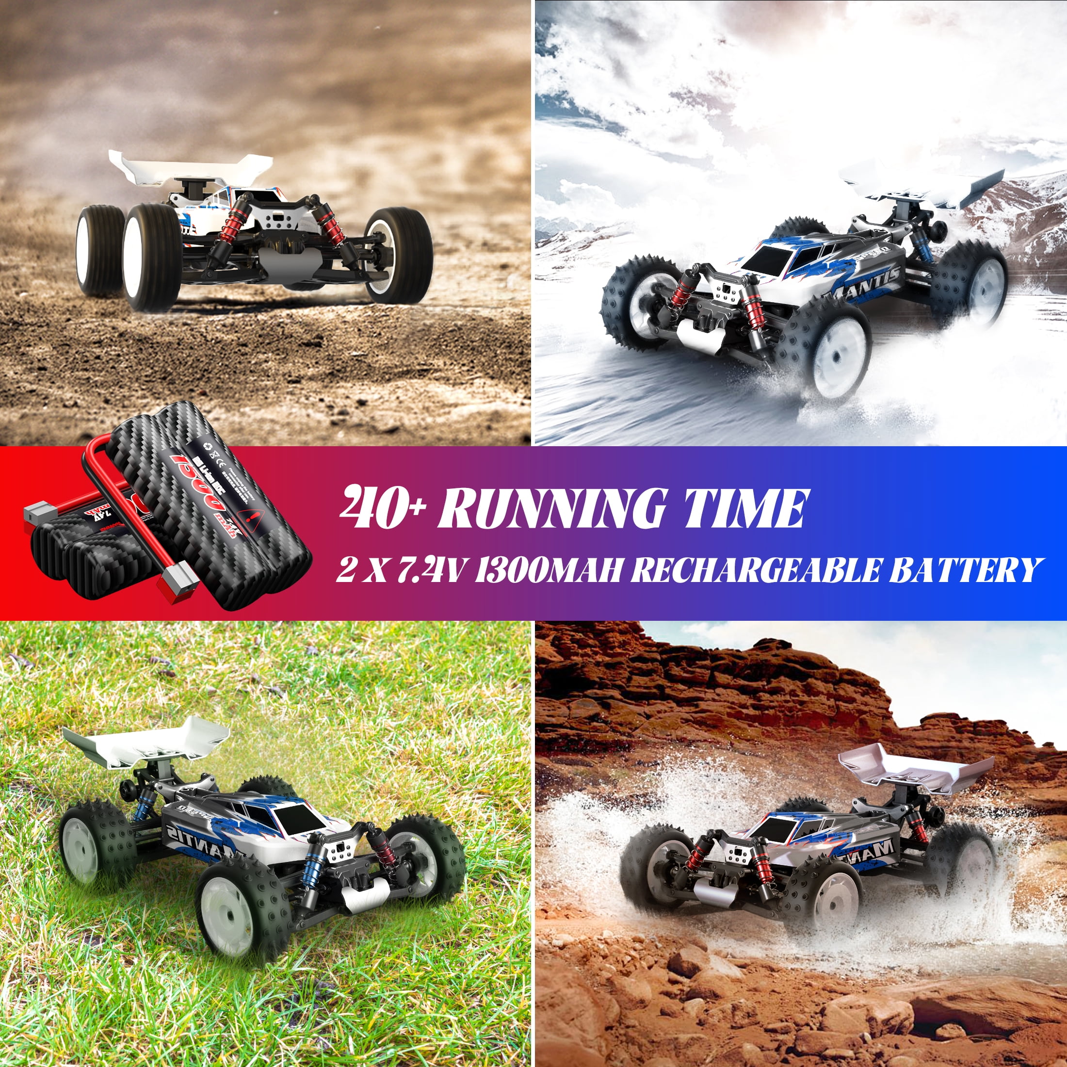 Fast RC Cars Max 55 KMH Remote Control Car for Boys Adults Off Road RC Truck 1 16 4WD RC390 Motor 2.4G High Speed Racing Car Toy for Kids 2 Batterie Walmart