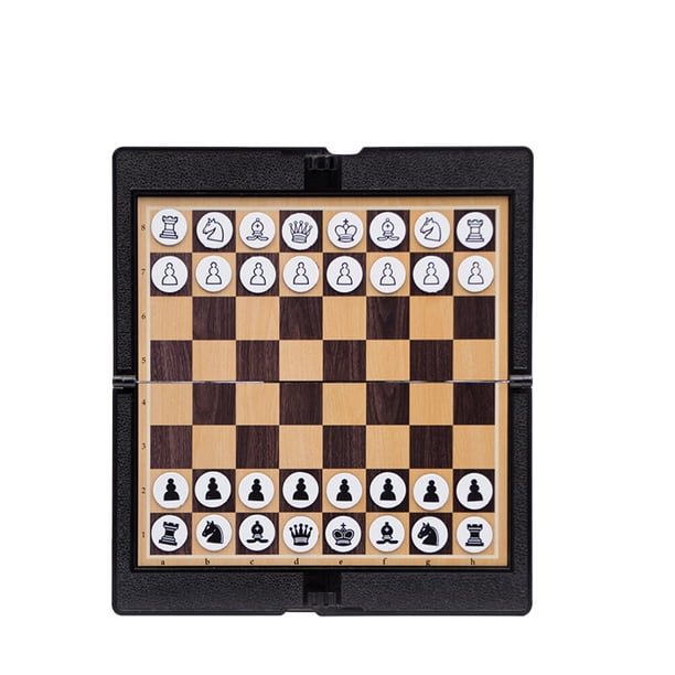 Tablero de ajedrez plegable con portapapeles, tablero magnético de backgammon, portátil, clásico, educativo, internacional, para niños y adultos (negro)