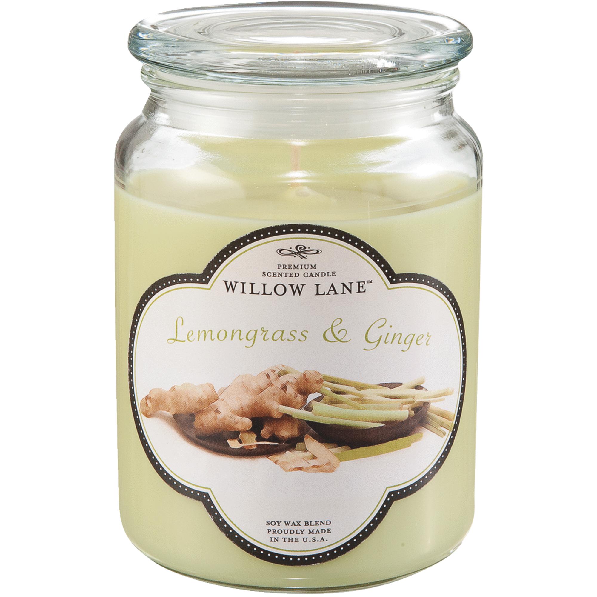 Willow Lane 1646043 Jar Candle, Lemongrass, Ginger Fragrance, Green