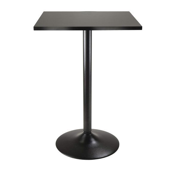 Pemberly Row Square Transitional Wood/Metal Pub Table in Black