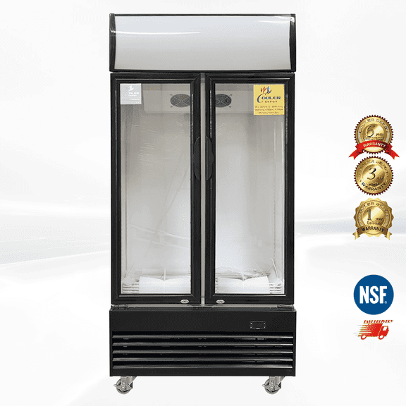 14 Cu. Ft. Double - Glass Door Commercial Beverage Display Refrigerator