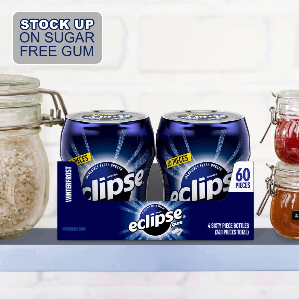 Eclipse Sugar Free Gum, Mint, 60 Piece Big E Bottle (InnerPack of 4)