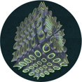 thumbnail image 1 of Ahgly Tapis Rond Lavable en Machine Intérieur Transitionnel Bleu Nuit, 5 Pieds Rond, 1 of 7