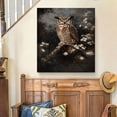 thumbnail image 6 of FLASHLUMI 16x24 Inch Great Horned Owl on Blossom Branch Art Print Canvas Wall Art, Moody Wildlife Nature Decor for Living Room Bedroom, No Frame, 6 of 10