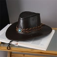 thumbnail image 2 of jiaxiM Cowboy Hat Bands for Men Denim Western Cowboy Jazz Hat Curved Brim Wool Fabric British Style for Men Women Fashion and Outdoor Activities, 2 of 5