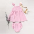 thumbnail image 4 of ZEHJUHAN Baby Girl Outfit Apple Applique Dress & Shorts Set Ruffle Sleeves Summer of School Outdoor Activities Pink，2-3Y, 4 of 7