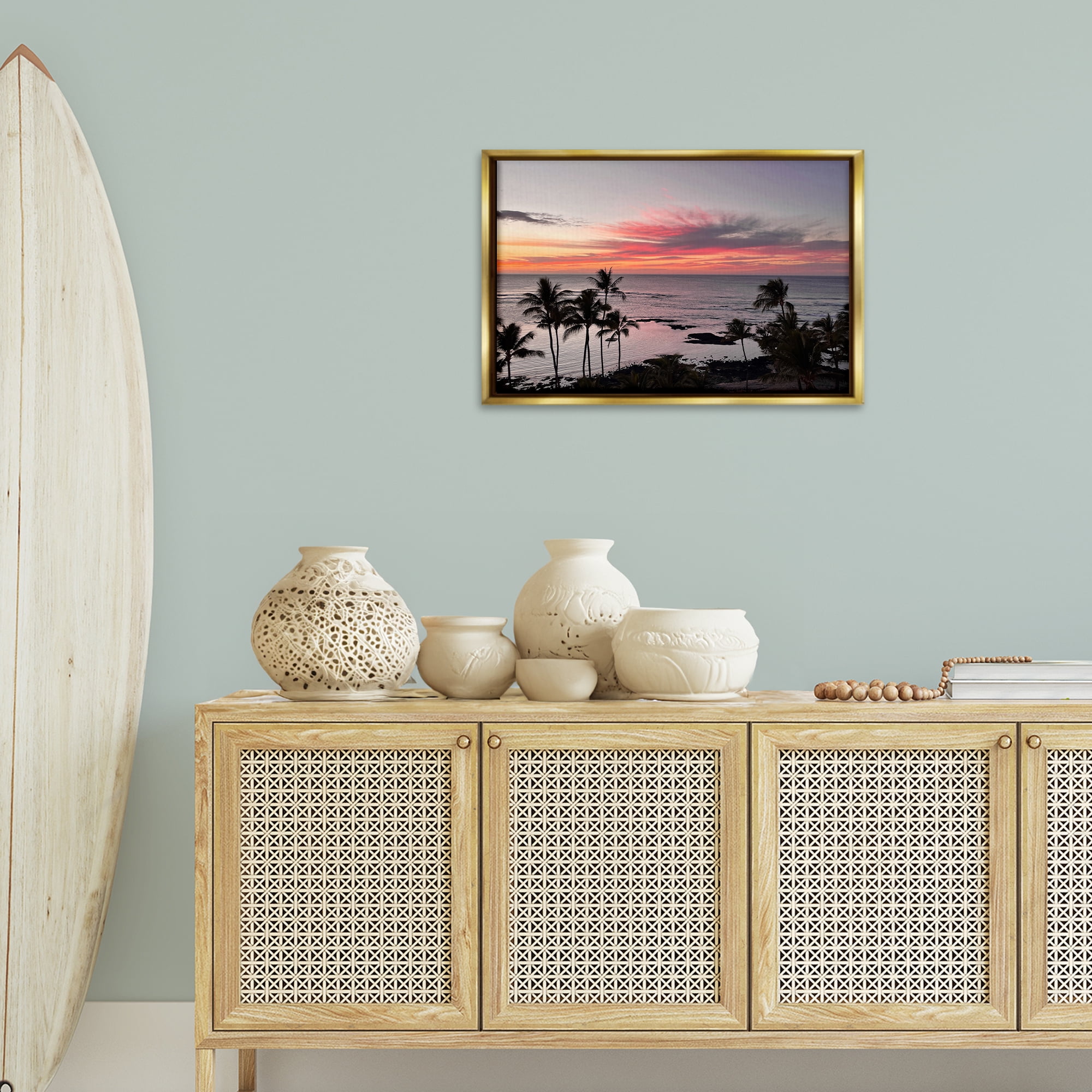 Stupell Industries Fierce Sunset View Landscape Photography Gold Floater Framed Canvas Art Print Wall Art, 25 x 17