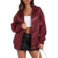 thumbnail image 2 of Women Leather Jacket Oversized Faux Casual Zip Up Motorcycle Jackect, 2 of 4