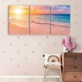 thumbnail image 4 of 3 Pcs Pink Beach Wall Art Decor, Sunset Seaside Canvas Painting Posters,Summer Sea Ocean Pictures for Living Room Bedroom Home Decoration, 4 of 6