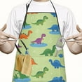 thumbnail image 2 of Green Dinosaurs Ponds Pattern Apron-Garden Aprons for Women with Pockets-Cotton Linen Waterproof Kitchen Cooking Gardening Aprons Adjustable for Kitchen,Cooking,BBQ and Salon 33x27 Inch, 2 of 7