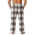 thumbnail image 4 of GrmtClth Mens Plush Warm Pajama Pants Trendy Flannel Fleece Soft Comfy Plaid Sleepwear Fall Thermal Fuzzy Pj Pants with Pockets Light Gray XXL, 4 of 6
