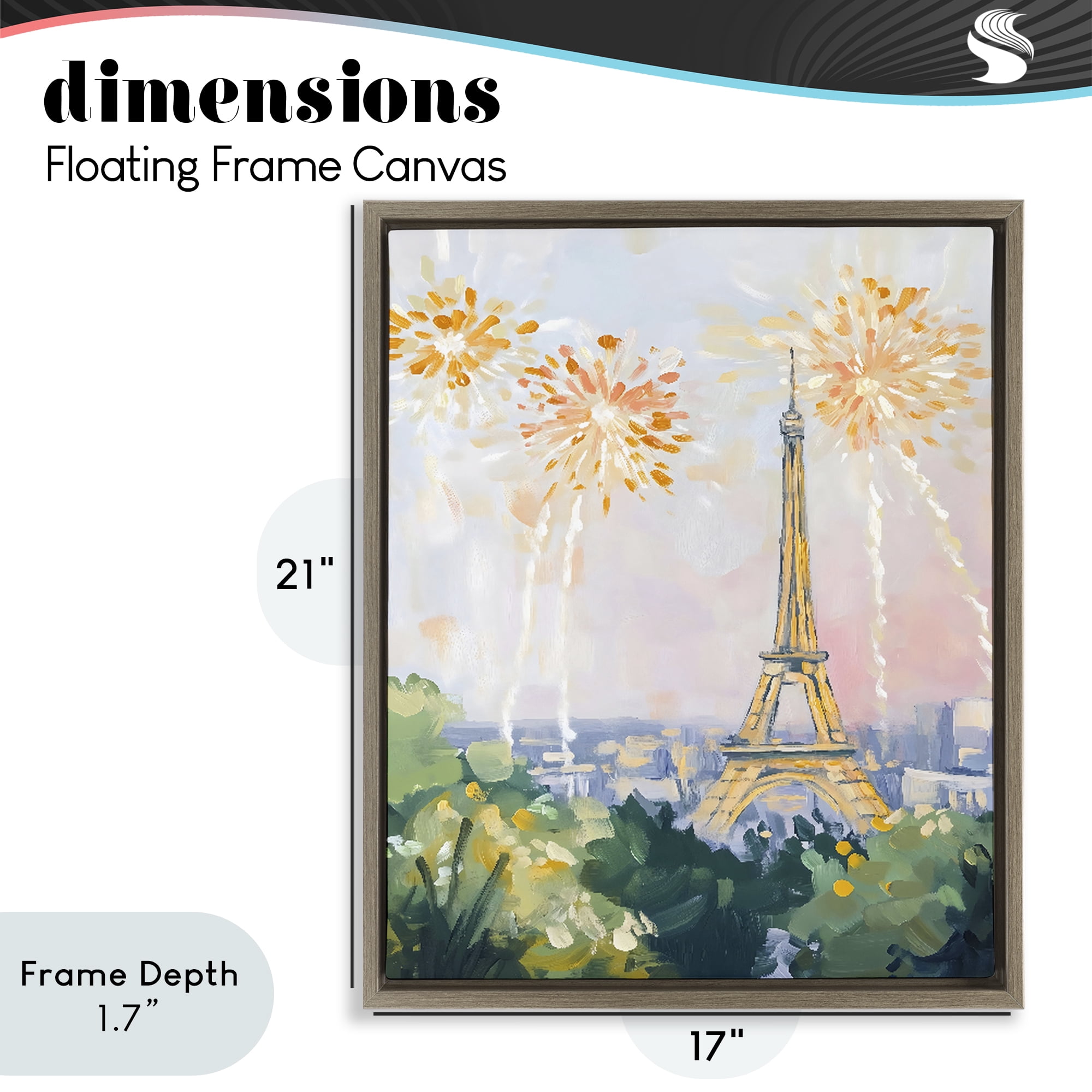 Stupell Industries Fireworks in Paris Brown Framed Floater Canvas Wall Art, design by The Prints Vibe