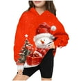 thumbnail image 2 of Odeerbi Kids Boys Girls Christmas Hoodies Snowman Print Hooded Sweatshirts Children's Long Sleeve Pattern T-shirt Printed Round Neck Shirt Hooded Sweatshirt Red, 2 of 4