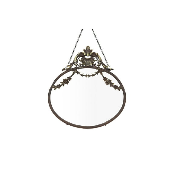 Creative Co-Op Pewter Framed Wall Mirror with Decorative Chain and Antique Finish, Bronze
