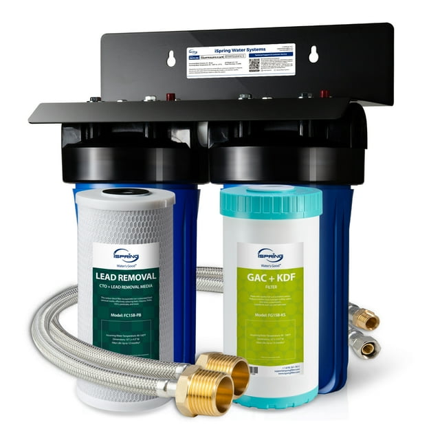 iSpring US21B-CPB 4-Layer High Capacity Under Sink Water Filter, Reduces Lead, PFAS, PFOA/PFOS, Chlorine, Bad Taste & Odor, w/ 2 Upgraded Direct Connect Hoses