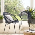 thumbnail image 3 of Corvus Sarcelles Recliner Woven Wicker Patio Chairs, Dark Blue, Set of 2, 3 of 5