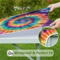 thumbnail image 6 of Rainbow Tie Dye Mandala Pattern Square Fitted Tablecloth with Elastic Edge,Square Table Cover,Washable Elastic Table Cover for Home Kitchen Party Decor 34"x34", 6 of 6
