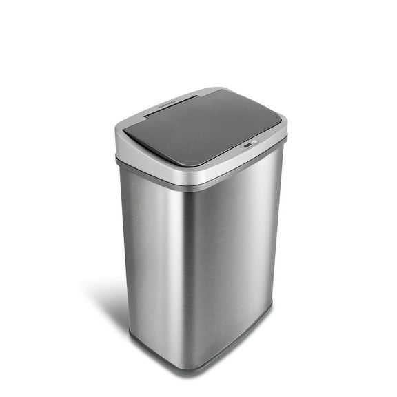Nine Stars Automatic Kitchen Trash Can, 13.2 Gallon Stainless Steel Motion Sensor Garbage Bin with Soft Close Lid, Silver