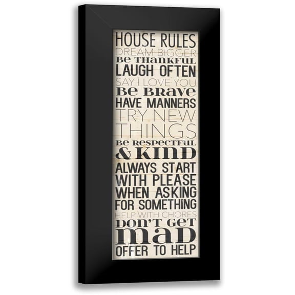 Grey, Jace 7x14 Black Modern Framed Museum Art Print Titled - House Rules Dream