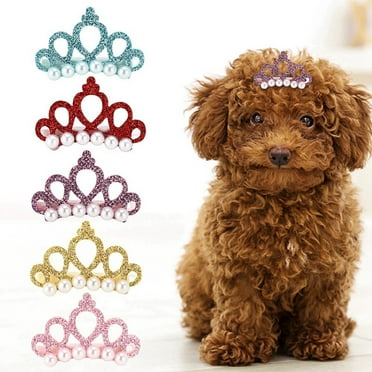 Dog Crown,25PCS Crown Hair Clip for Pet, Colorful Shining Hairpin Grooming Accessories for Cat Medium Small Cat Dog Crystal Rhinestone Girls