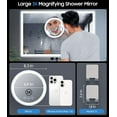 thumbnail image 3 of 3X Magnifying Heated Shower Mirror Fogless for Shaving, 5000mAh Battery, 360° Swivel & Magnetic Design, 8.3” Anti-Fog Shaving with 3 Color Lights, Includes 2PCS Adhesive Hooks, 3 of 5