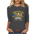 thumbnail image 4 of Lazyguy United States 250th Anniversary Pullover Women Graphic Printed Casual T-Shirts Crew Neck 3/4 Sleeves Blouses Tees for Festival Fourth of July S-4XL Blue, 4 of 9