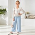 thumbnail image 2 of TOWED22 Toddler Baby Girl Clothes Fall Winter Outfits Infant Girl Sweatshirt Top Pants Set,Sky Blue,8-9 Y, 2 of 7
