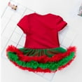 thumbnail image 4 of Glisme 4 Pack Toddler Girls Outfits Christmas Printed Short Sleeve Romper Skirt With Headband Clothing Set Brick Red Girl Regular Fit Suit/6-12 Months, 4 of 4