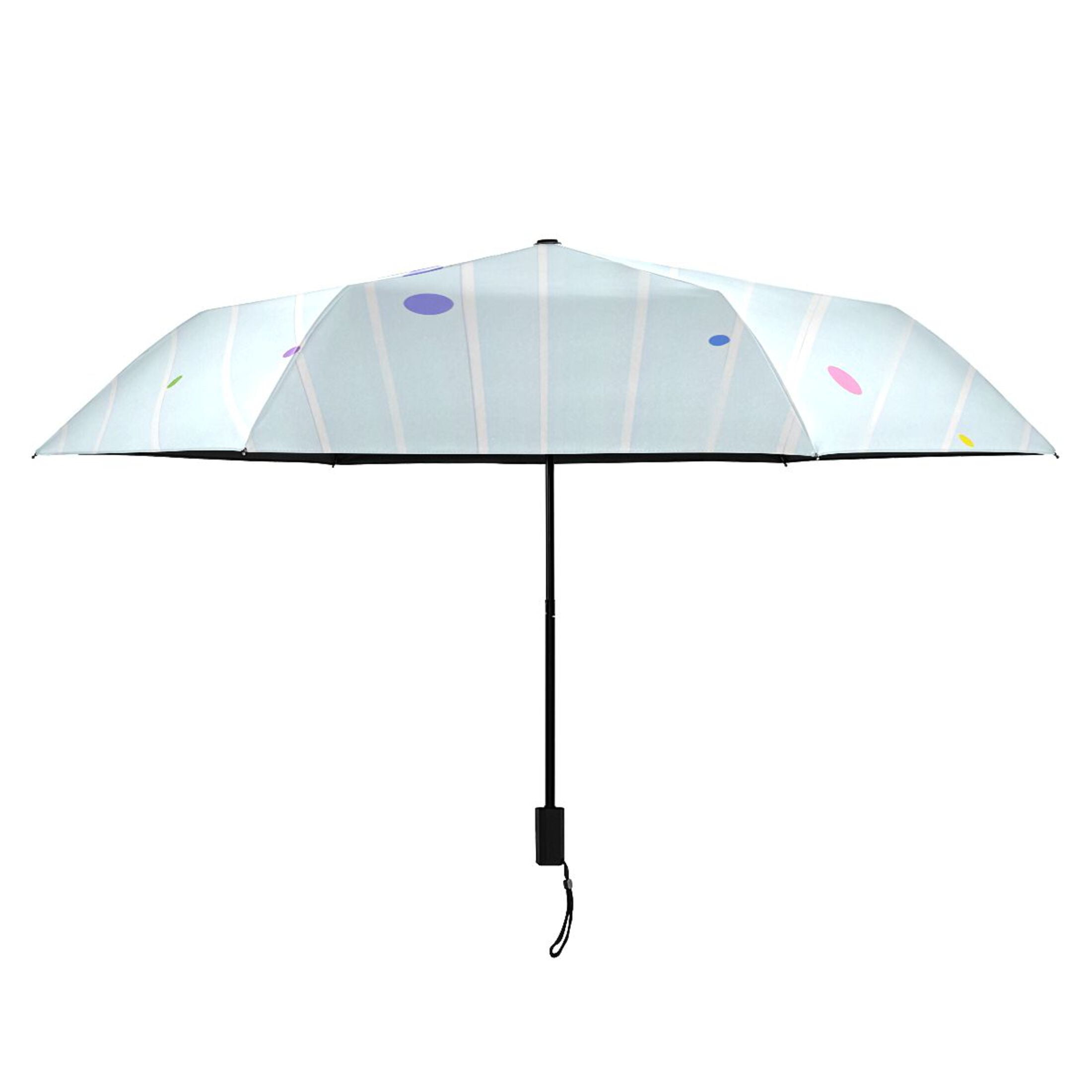 ALAZA Blue Stripes Polka Dots UPF 50+ Compact Folding Umbrella for Rain Travel Umbrella Packable