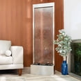 thumbnail image 6 of XBrand 68" H Freestanding Modern Indoor/Outdoor Waterfall Fountain w/ Decorative Rocks, LED Lights & Auto-Shut Off Pump, Stainless Steel Silver Frame/Mirror Glass, Silver, 6 of 14