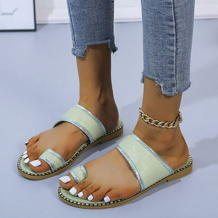 

Women Sandals Clearance 2023! Pejock Women s Flip-Flops Extremely Comfy Slides Sandals New Solid Color Sequin Edge Casual Slipper Toe Sandals Summer Athletic Outdoor Beach Sandals