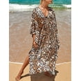 thumbnail image 3 of Bsubseach Women's Print Turkish Kaftan Bikini Cover up Maxi Dress Sexy V-Neck Beachwear, 3 of 7