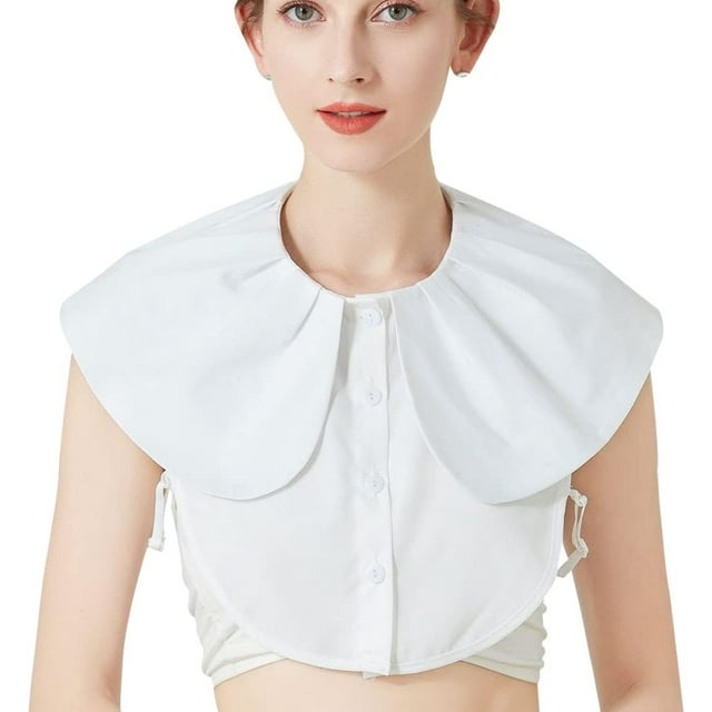 SUTENGDA Faux Col Détachable Demi-Chemise Blouse Faux Col de Poupée Design à Volants pour Femmes Filles