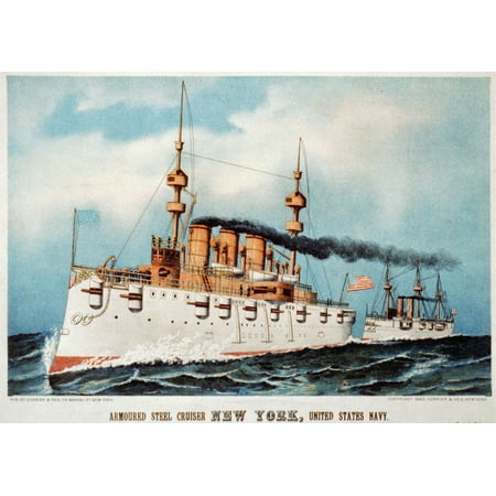 - LAMINATED POSTER Armoured steel cruiser New York, United States Navy. New York: Currier & Ives. A size. Lithograph. B Poster Print 24 x 36