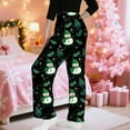 thumbnail image 5 of XIAOCHA Womens Trousers Christmas Snowman Tree Printed Wide Leg Pants Elastic High Waist Loose Fit Festive Holiday Sweatpants, 5 of 6