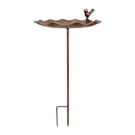 BIBABLYKE Decorative Frostproof Metal Bird Bath Feeder With Vintage Iron Detailing Winter Resistant For Outdoor Use Standing Basin