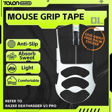 TALONGAMES Mouse Grip Tape for Deathadder V3 Pro Wireless, Black, 1 Count, 1 Pack